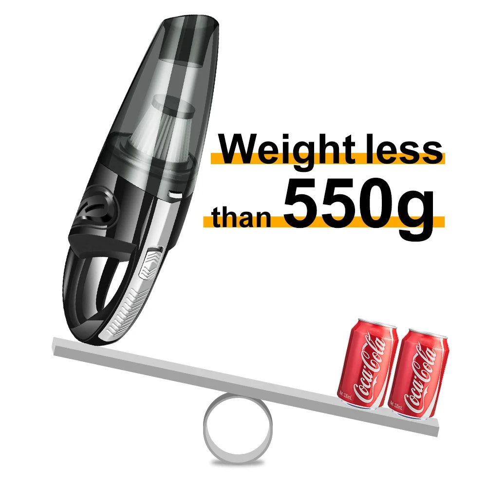 Wireless Cyclone Handheld Car Vacuum Cleaner — Rechargeable, Quick Charge for Car, Home & Pet Hair