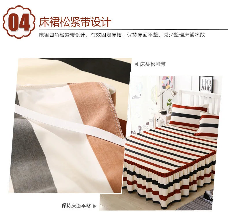 Cotton Quilted Bed Skirt – Double-Thickened Non-Slip Breathable Mattress Cover