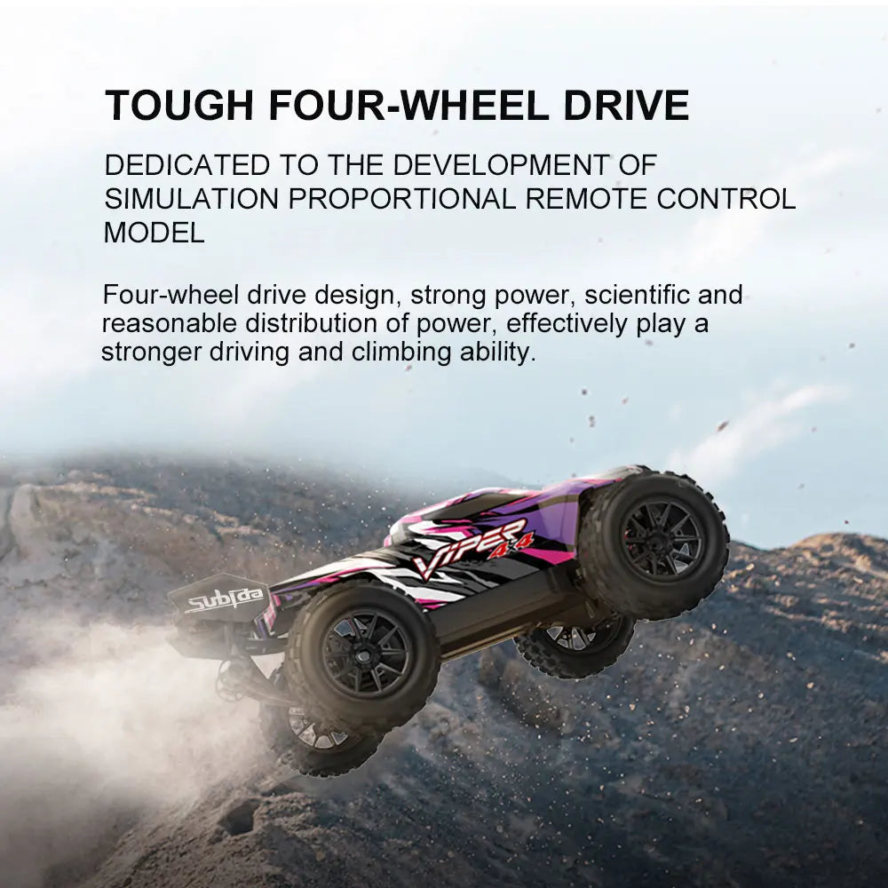 50KM/H 1:16 Scale 4WD RC Car with LED Lights – High Speed Off-Road Buggy Truck