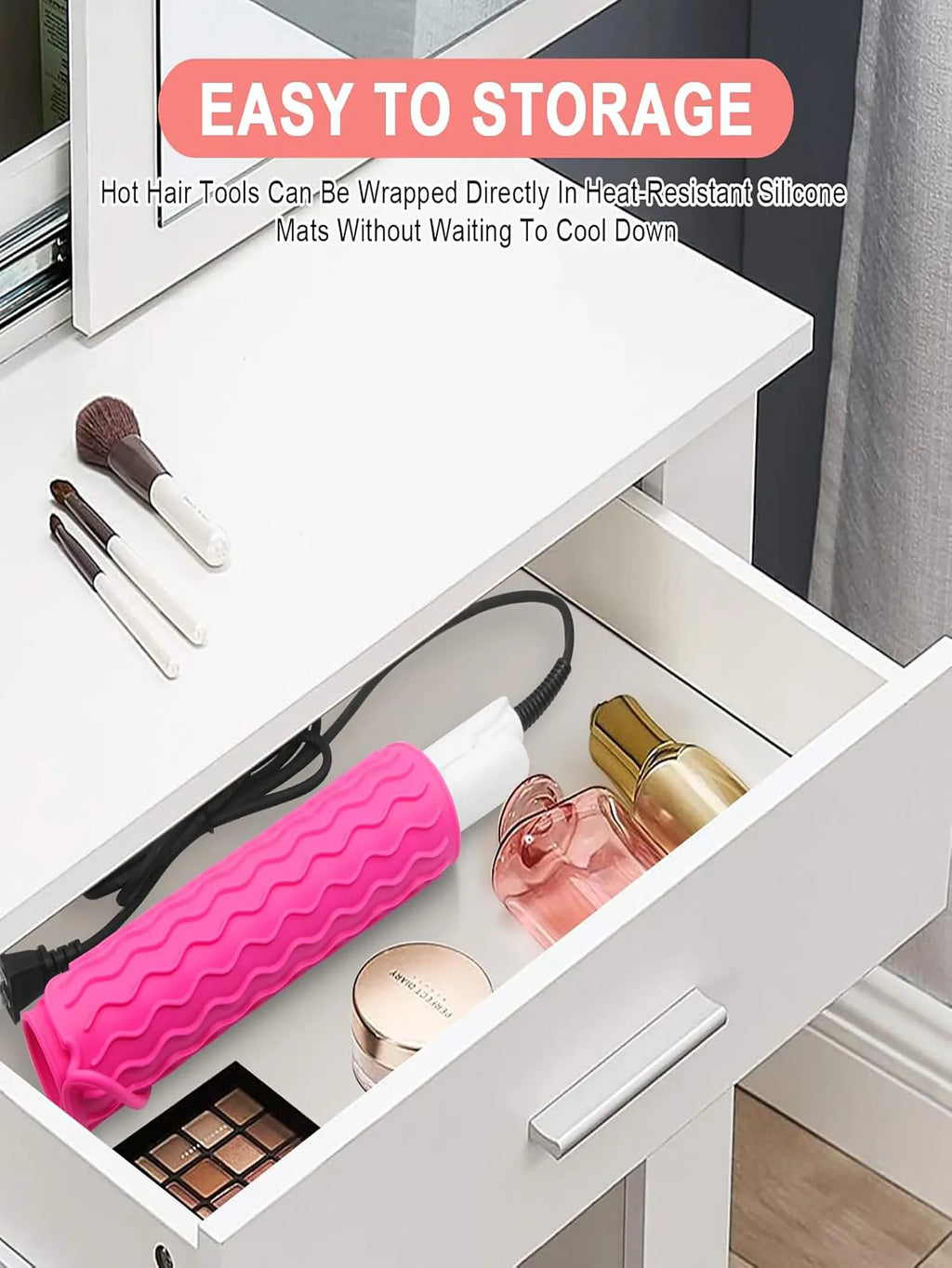 Silicone Heat Resistant Mat — Travel Hair Tool Pad for Flat Iron & Curling Iron
