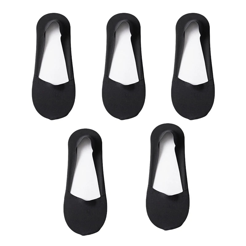 Women's Cotton No-Show Socks – Silicone Grip, 5 Pairs