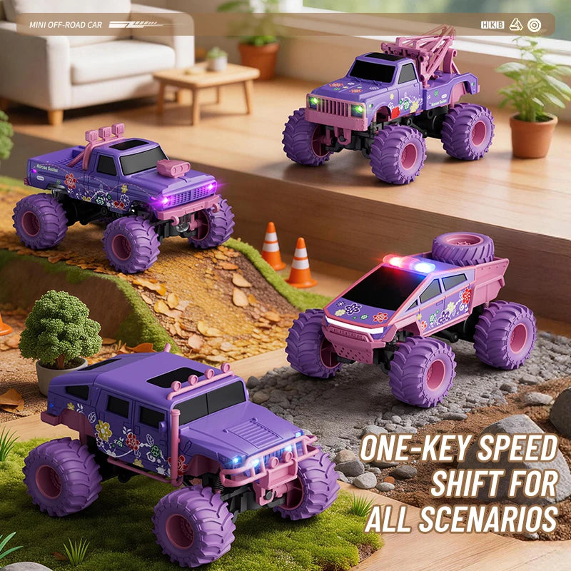 hot model 1:64 mini alloy remote control truck 2.4G four-wheel drive big foot off-road vehicle simulation model children toy car