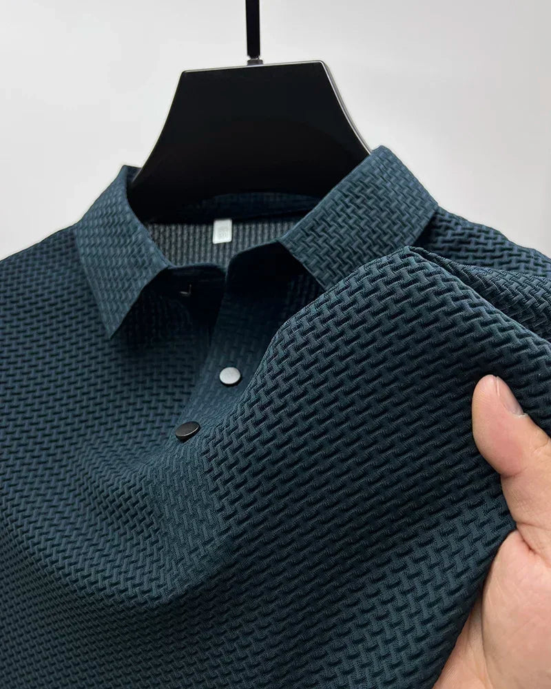Men's Ice Silk Breathable Polo Shirt — Business Casual Short Sleeve Summer Top