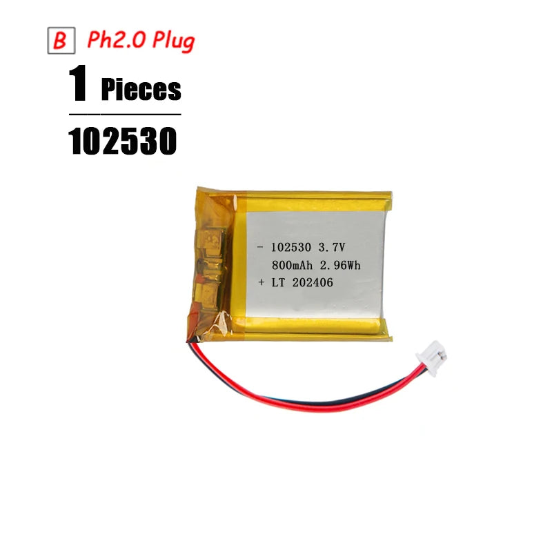 3.7V LiPo Rechargeable Battery – PH2.0 Plug for GPS, Bluetooth Speaker, PS4, Humidifier & MP3/MP4