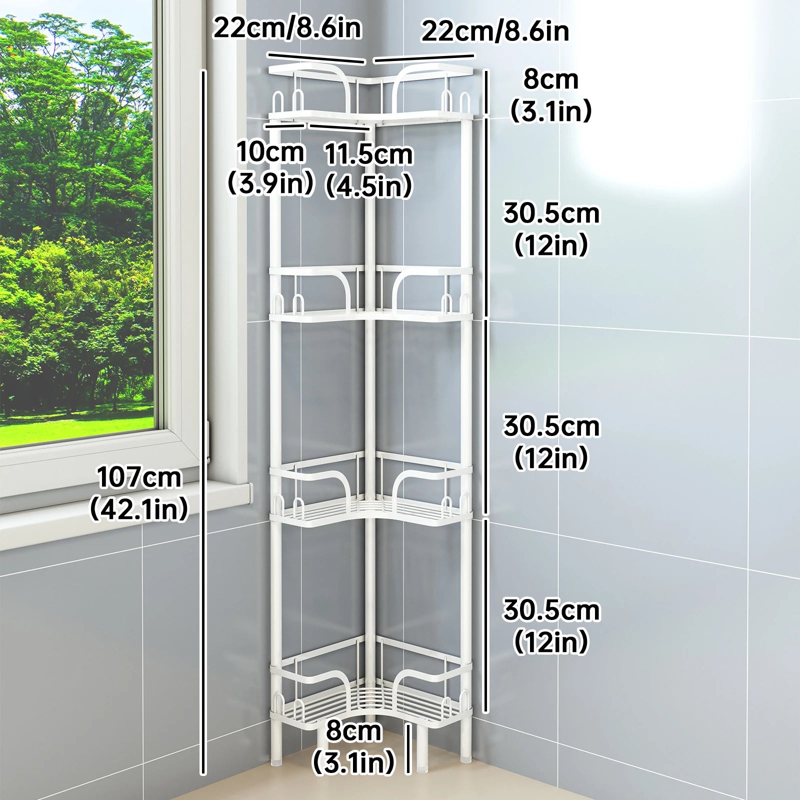 Bathroom Corner Shelf — Multi-Layer Freestanding Storage Rack for Shower & Bath Supplies