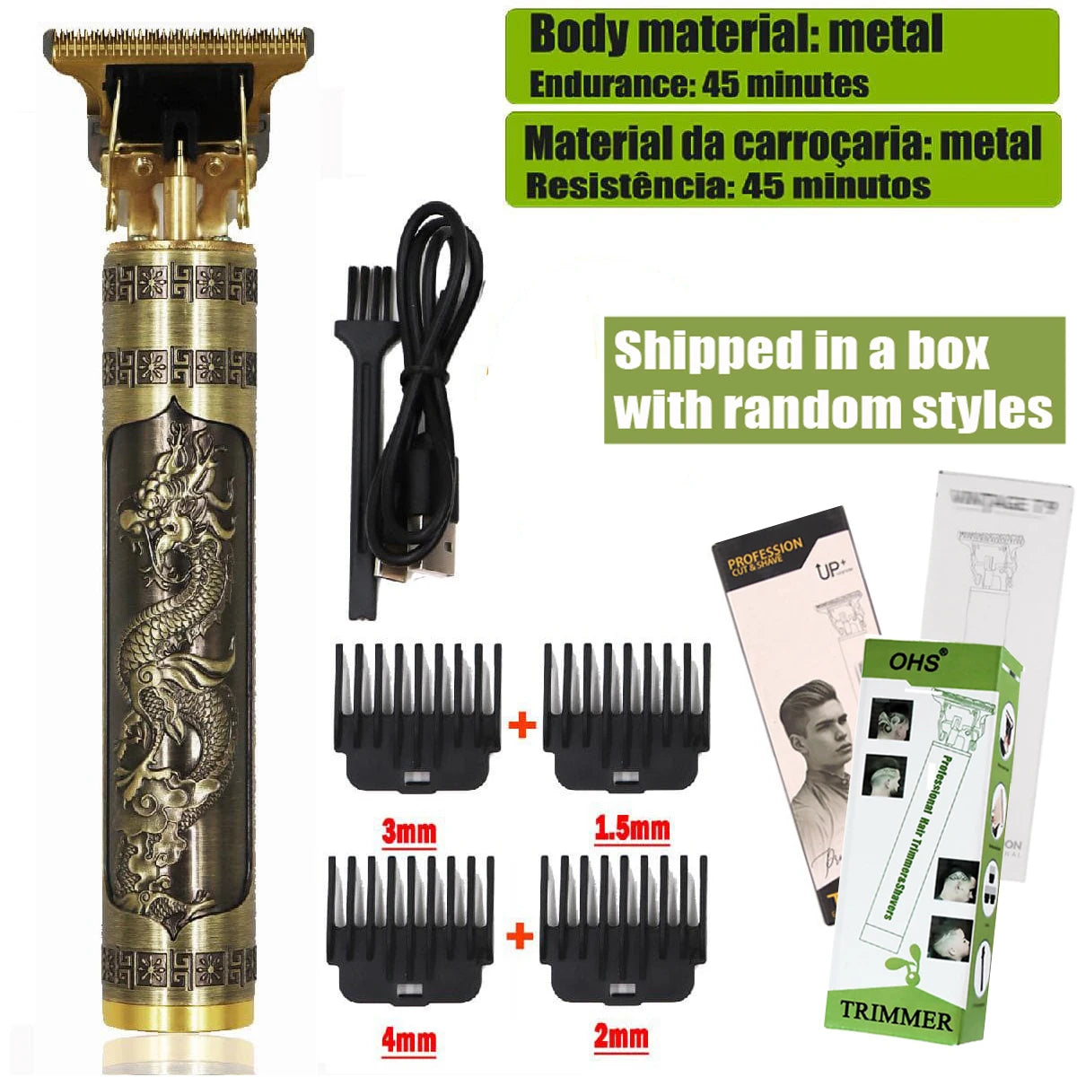 OHS Dragon Vintage T9 Professional Hair Clipper – Carving & Beard Trimmer, CE Certified
