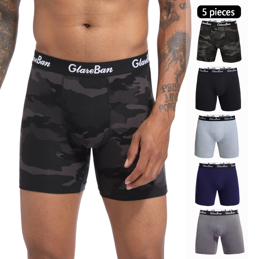 Men's Long-Leg Stretch Boxer Briefs, 5-Pack