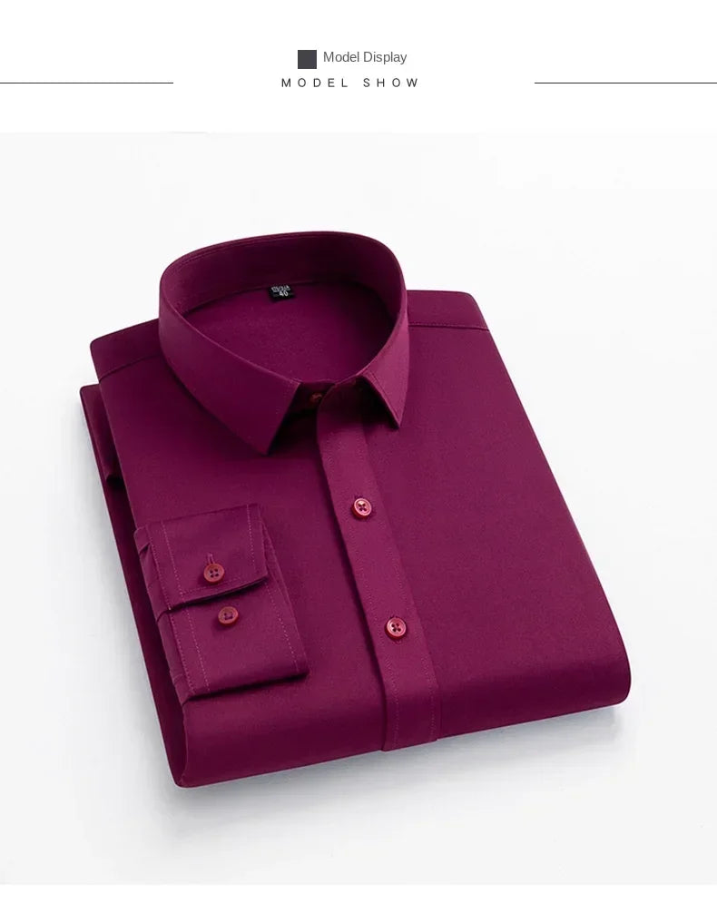 Men's Non-Iron Business Stand Collar Dress Shirt — Wrinkle-Free Formal Shirt