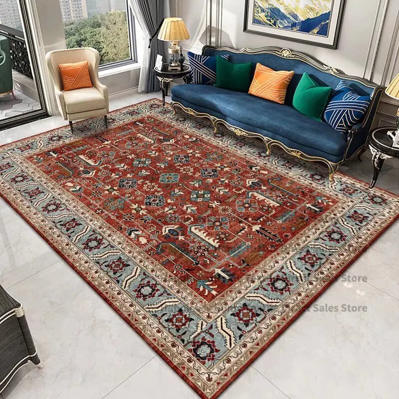 Retro Persian Ethnic Carpet – Vintage Non-Slip Large Rug for Living Room & Bedroom