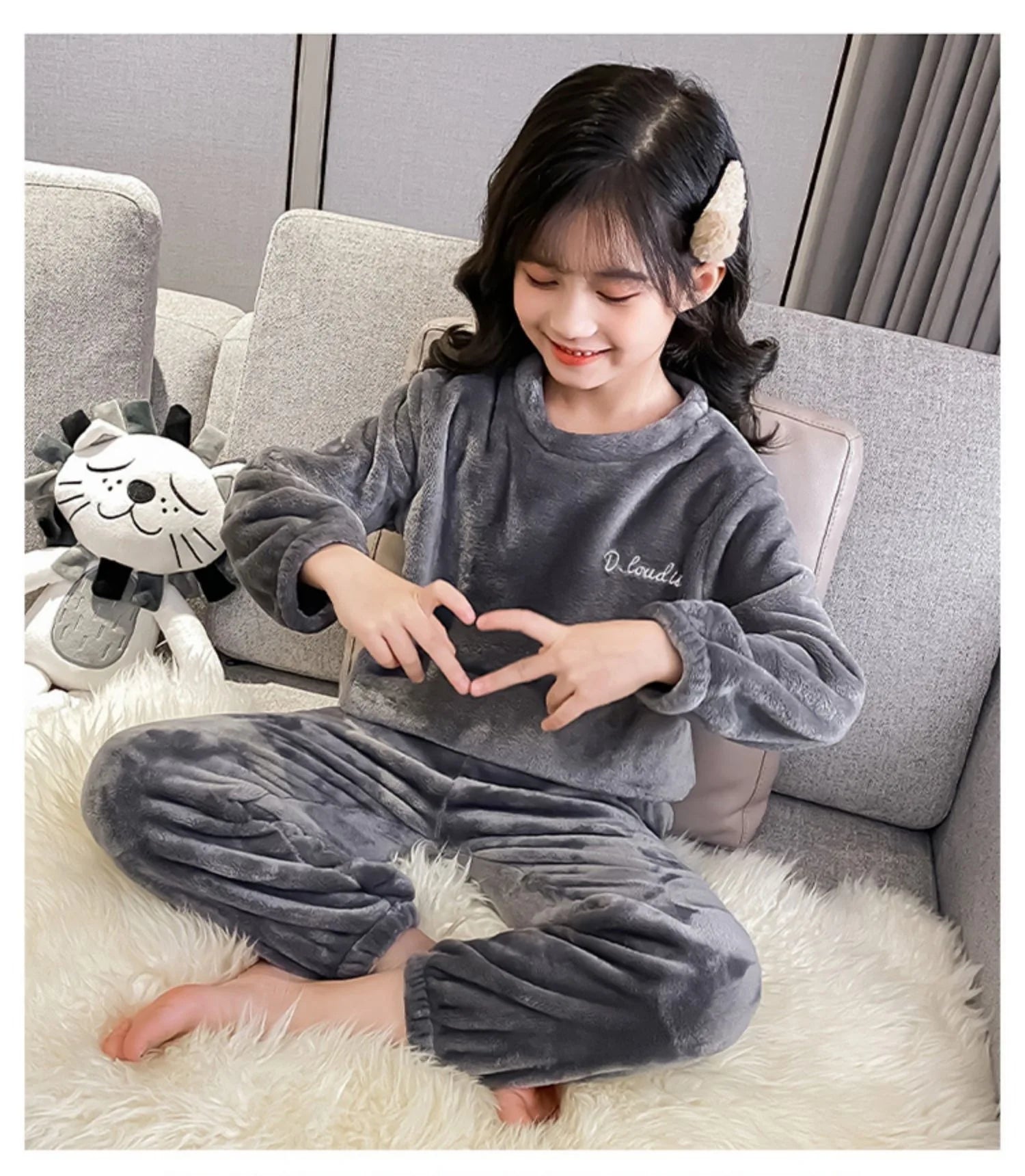 Kids' Coral Fleece Warm Pajama Set | Toddler Fall Winter Sweatshirt & Pants Flannel Sleepwear