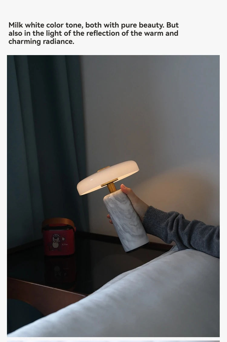 Marble Table Lamp – USB Charging & Touch Dimming