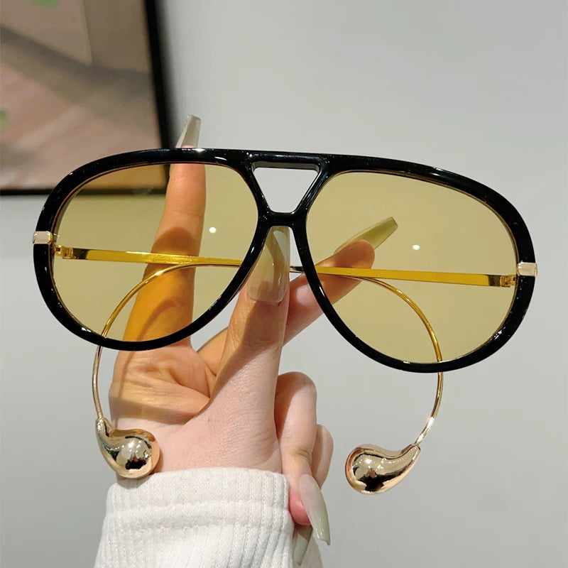 GM LUMIAS Oversized Pilot Sunglasses | Double Bridge Gradient Luxury Designer Shades for Women
