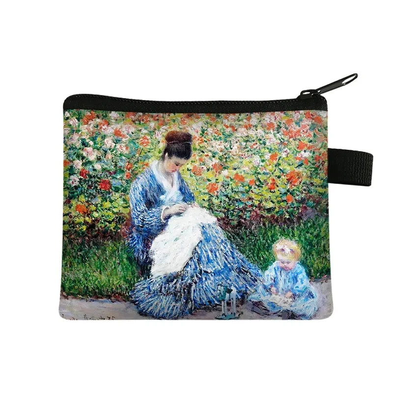 Vintage Oil Painting Floral Coin Purse Mini Clutch Wallet – Bohemian Nylon Organizer Wallet for Women