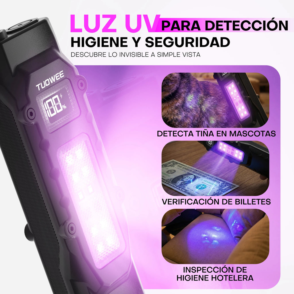 Rechargeable EDC Flashlight – 1600 Lumen, UV Detector, 9 Modes, Memory Mode, Lock, USB-C Fast Charge