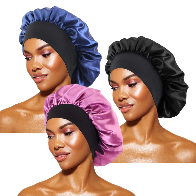 Satin Sleep Bonnet — Wide-Brim Hair Care Cap