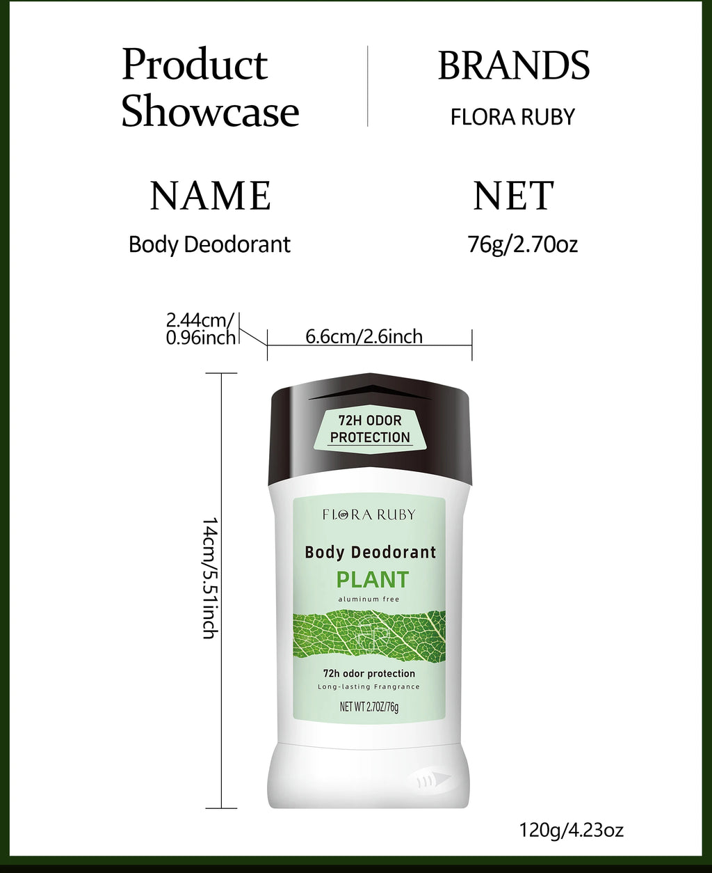 72H Deodorant Stick – Forest Scent Unisex Body Care 76g