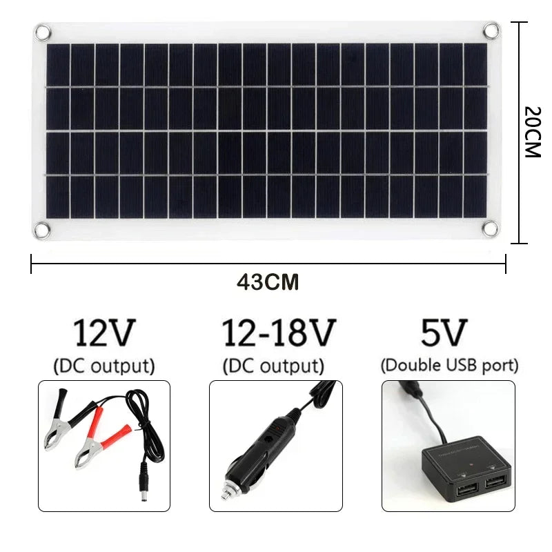 1000W Solar Panel 12V – 60A/100A Controller Solar Charge for RV Car Outdoor Battery Supply