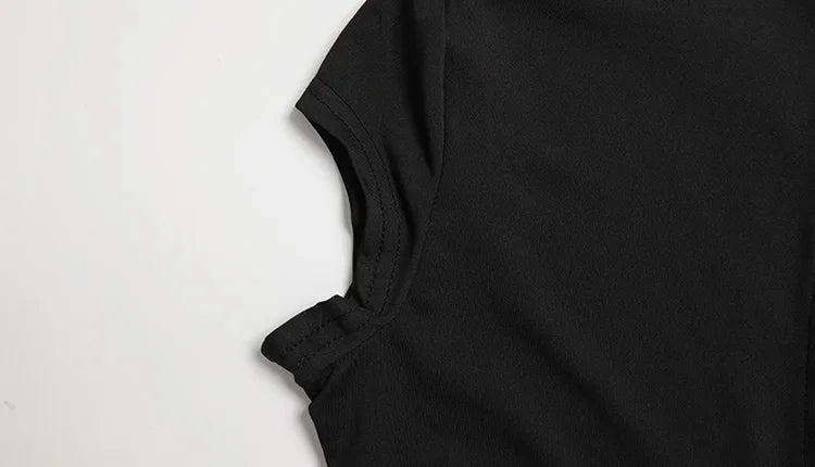 Metal Buckle Sheath Dress — Short Sleeve O-Neck Bodycon Evening Dress