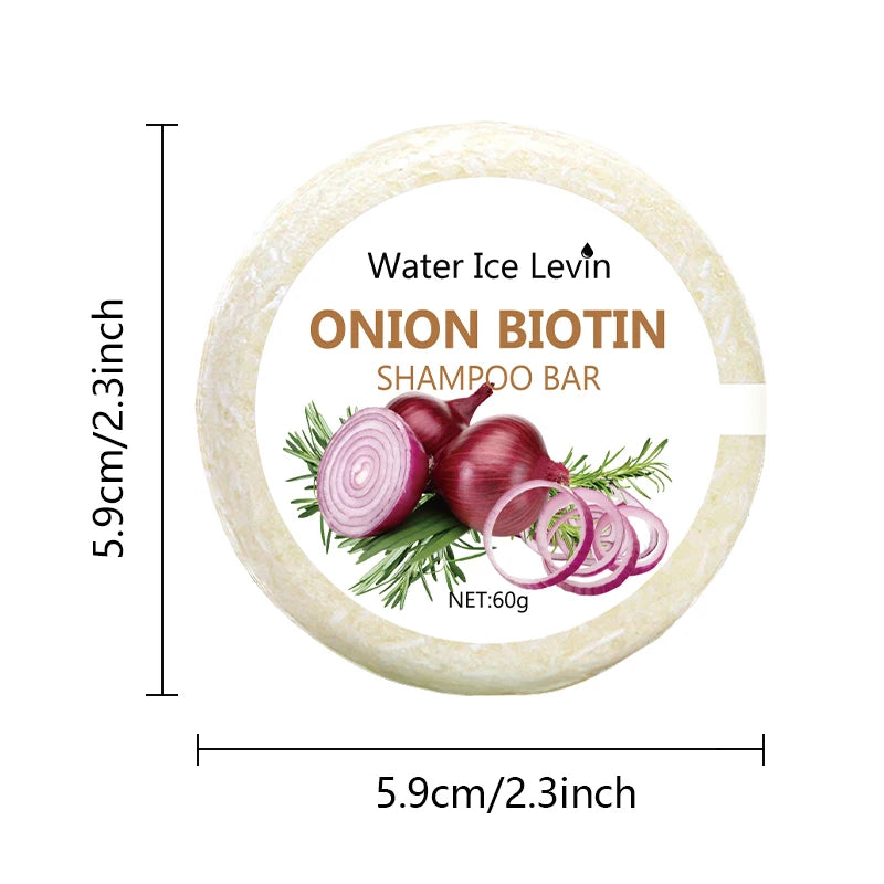 Onion & Biotin Shampoo Bar 60g – Moisturizing, Smoothing & Rosemary Extract for All Hair Types