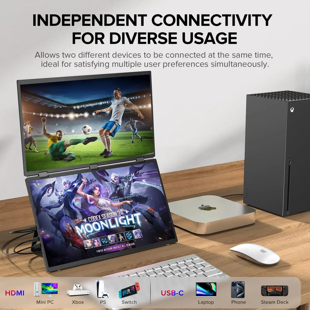 18.5-Inch Dual Portable Monitor – Full HD Folding Screens