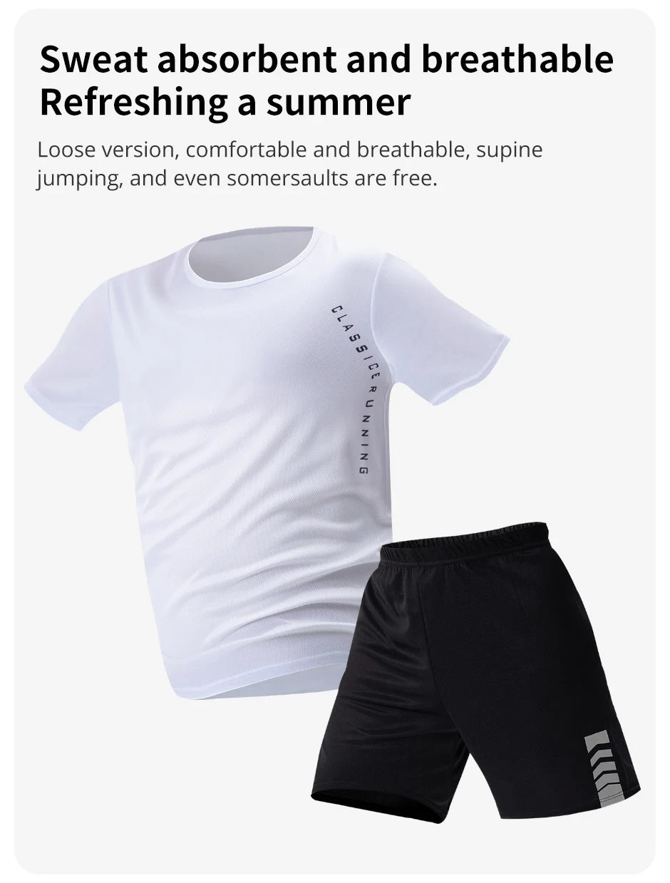 Men's Quick-Dry Short Sleeve & Shorts Set – Plus Size Leisure Running Fitness 2–6 Piece