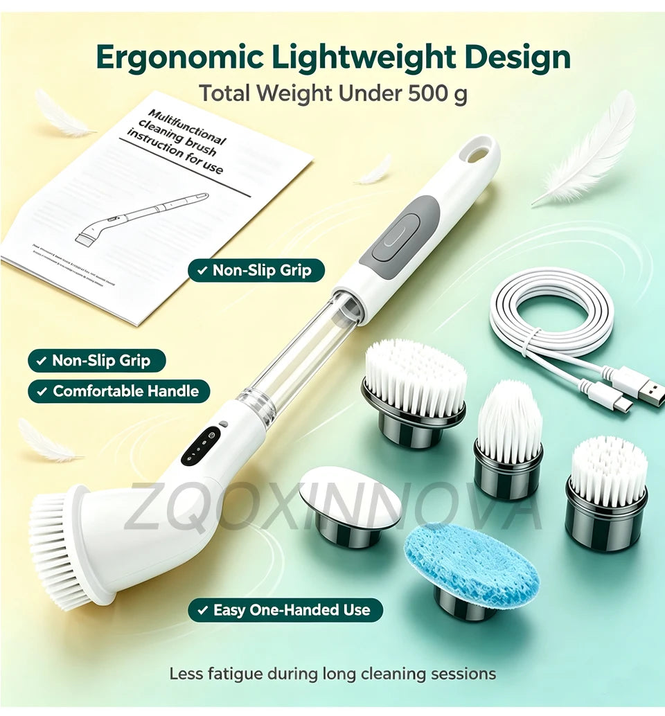 Cordless Multipurpose Spin Scrubber – Electric Cleaning Brush for Kitchen, Bathroom, Toilet & Broom