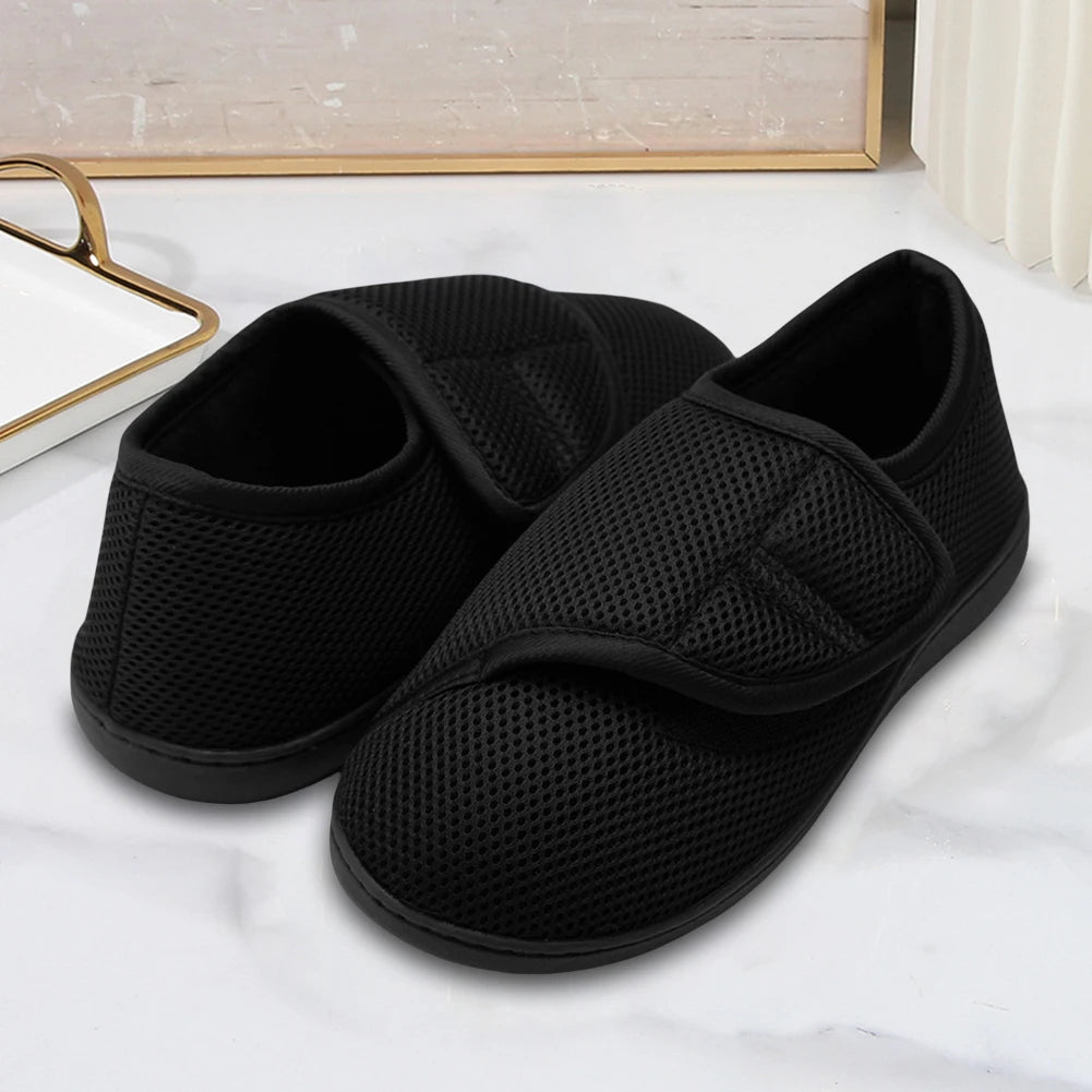 Unisex Wide Diabetic Sneakers – Plush Lining Lightweight Edema Shoes with Hook & Loop for Plantar Fasciitis