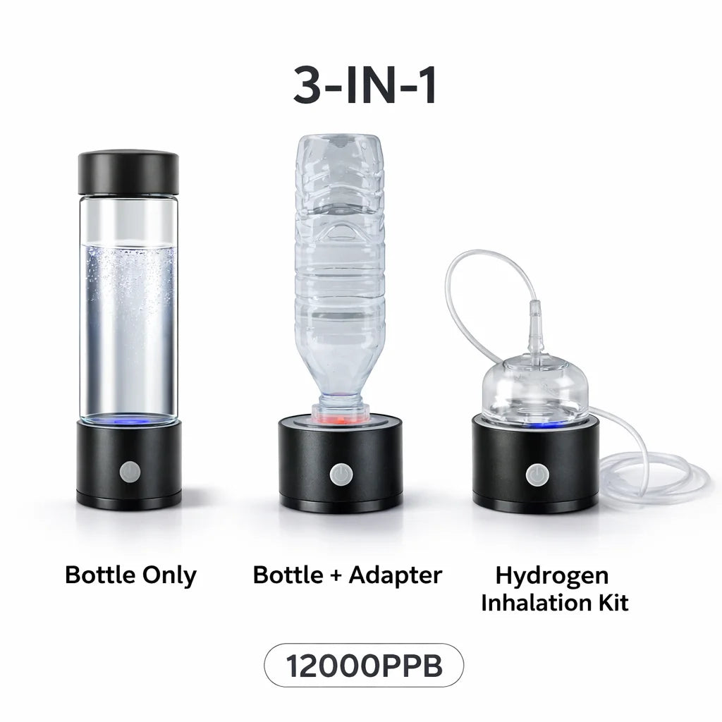 Portable Hydrogen Water Generator Bottle — 12,000PPB Rechargeable Alkaline Ionizer Cup with SPE/PEM Technology
