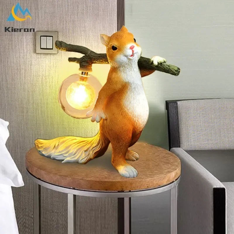 Squirrel Table Lamp – Resin and Frosted Glass