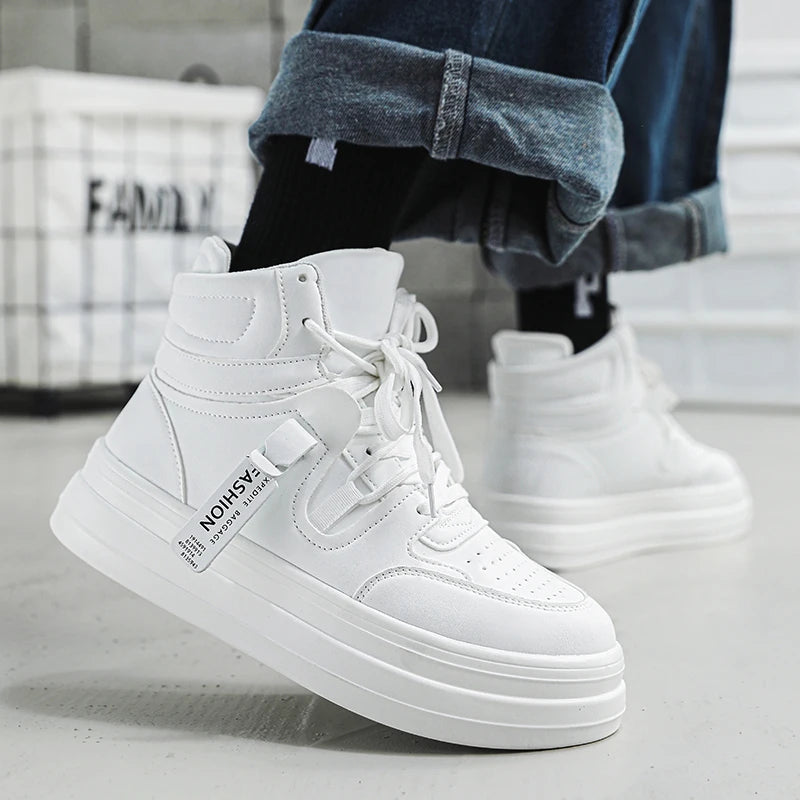 Men's High-Top Classic Casual Sports Shoes – Durable Leather Sneakers