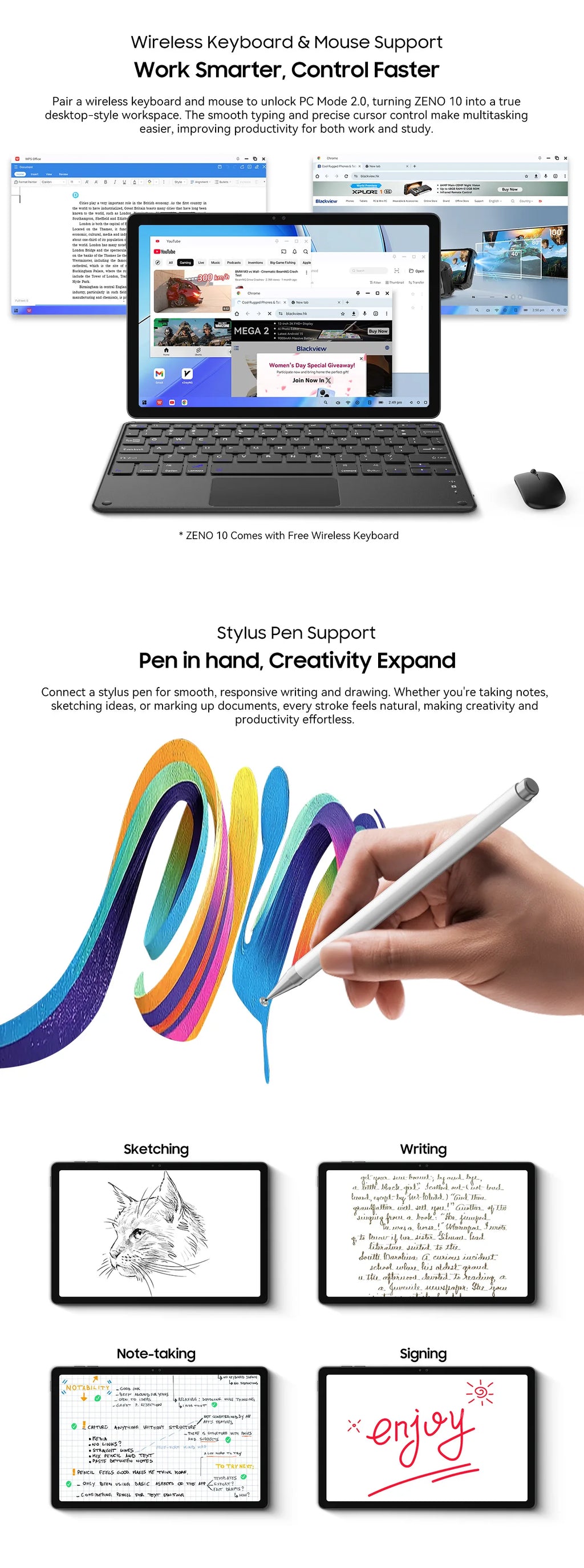 Blackview Zeno 10 5G AI Tablet – 11" FHD+, 8GB RAM, 128GB, 8800mAh, Widevine L1