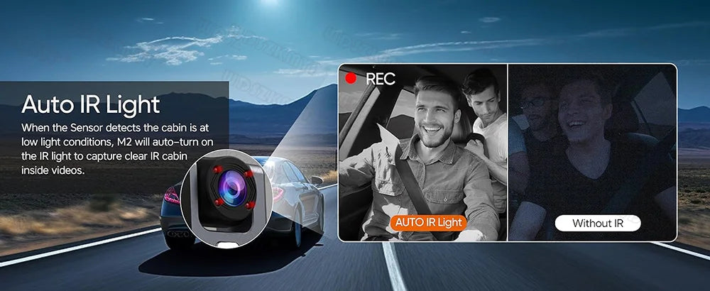 1080P 2/3-Lens WiFi Dash Cam – Front, Rear & Interior, Night Vision, G-Sensor, Loop Recording
