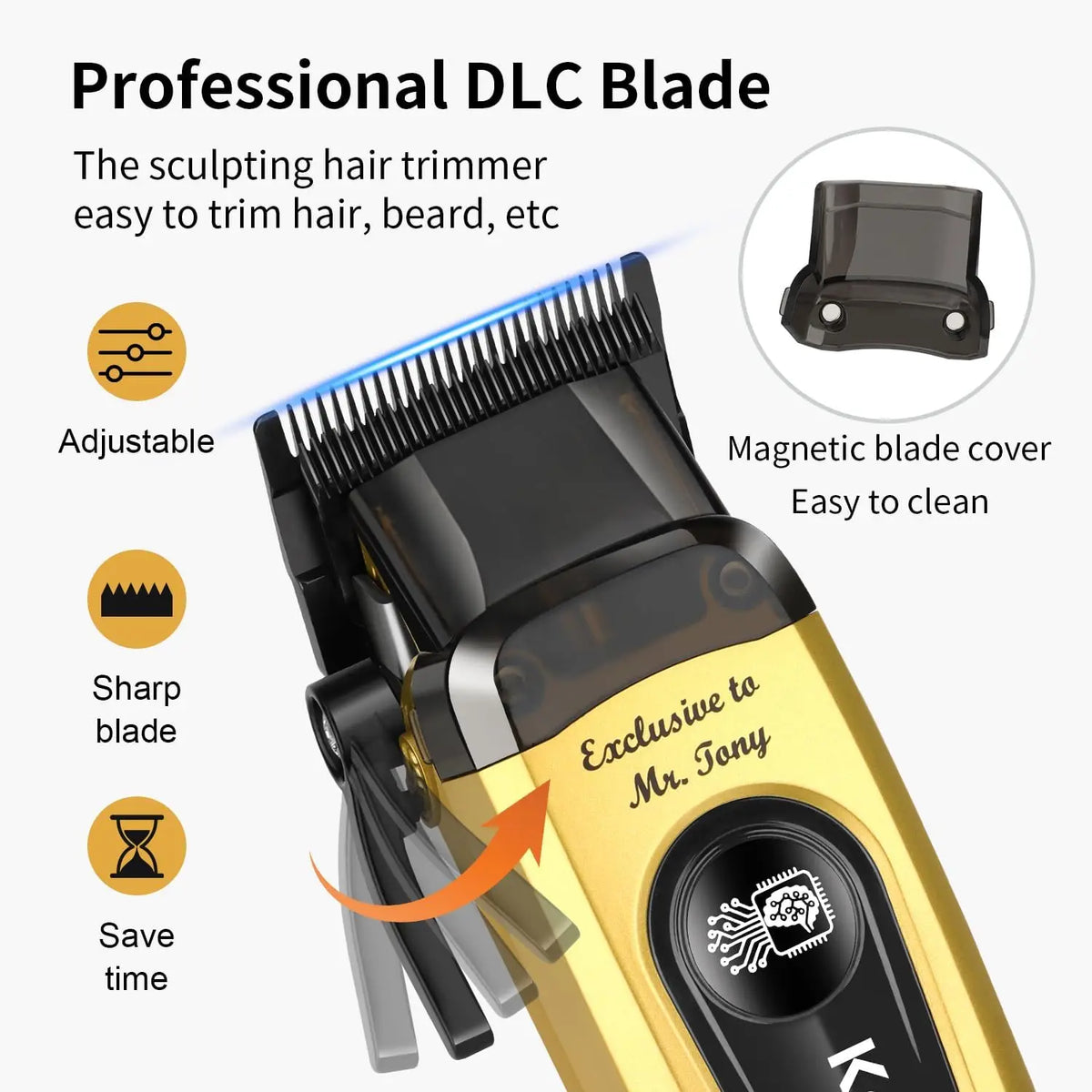 Kemei KM-90 Professional Hair Clipper Set – DLC Blade, Brushless Motor, 11,500 RPM, Cordless Barber Kit