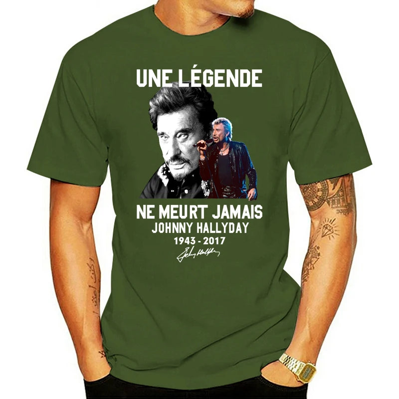 Johnny Hallyday Graphic T-Shirt — Une Légende Ne Meurt Jamais Fan Tee