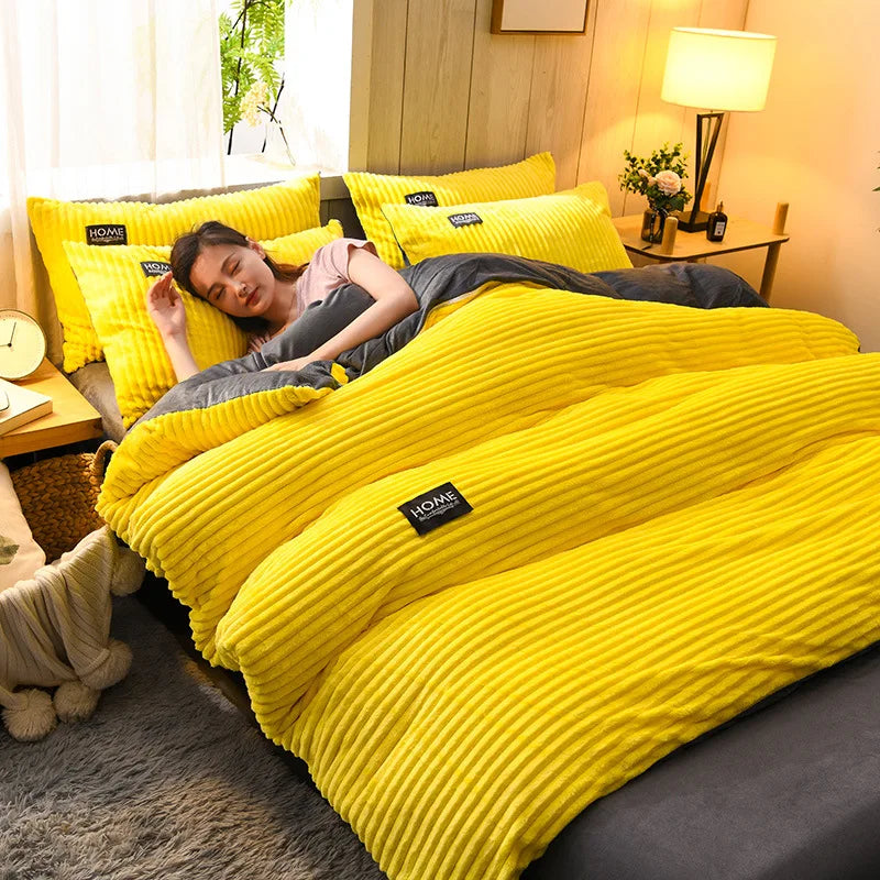 Thickened Corduroy Duvet Cover Set – Ultra Soft Velvet Quilt Cover, 8 Colors, 5 Sizes