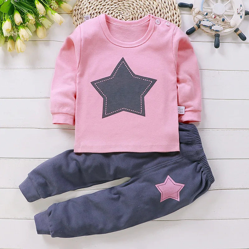 Baby Girl Cartoon Cat Pajamas Set | Long Pants & T-Shirt 2-Piece Girls Clothes 0-6 Years