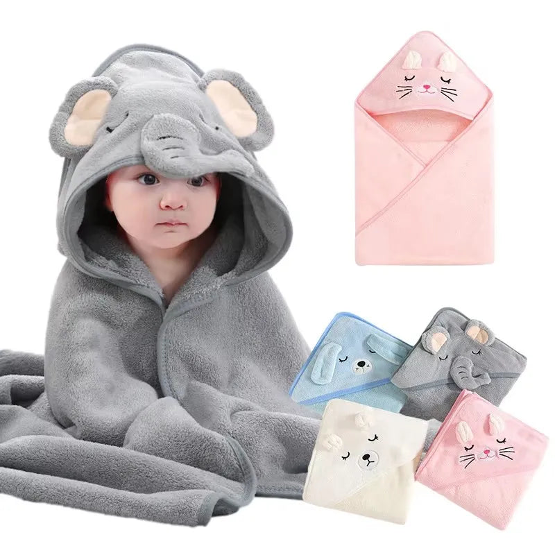 Cute Cartoon Hooded Baby Bath Towel – Soft Newborn Bathrobe & Swaddle Wrap for Boys & Girls