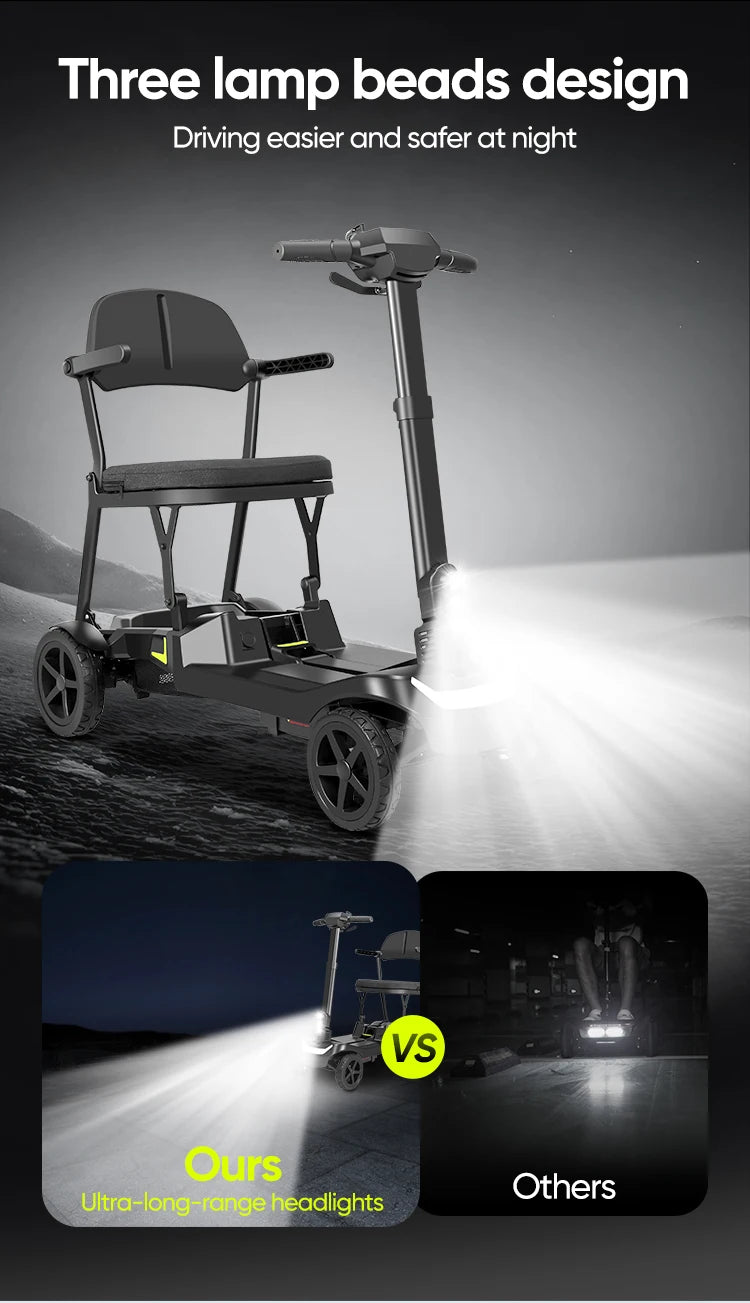 Lightweight 4-Wheel Mobility Scooter, Foldable