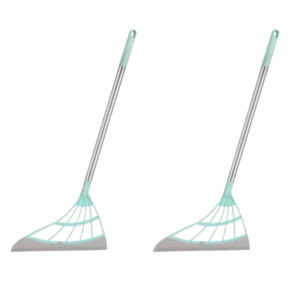 Sweep. Squeegee. Shine. — Silicone Magic Rubber Broom & Floor Squeegee Wiper | Hair & Water Removal, Bathroom & Garage, 1PC & 2PCS, Blue & Gray