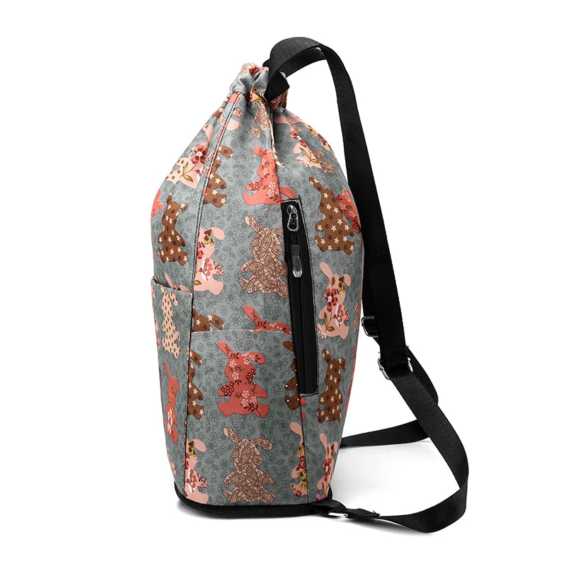 Women's Drawstring Backpack – Foldable Nylon Daypack