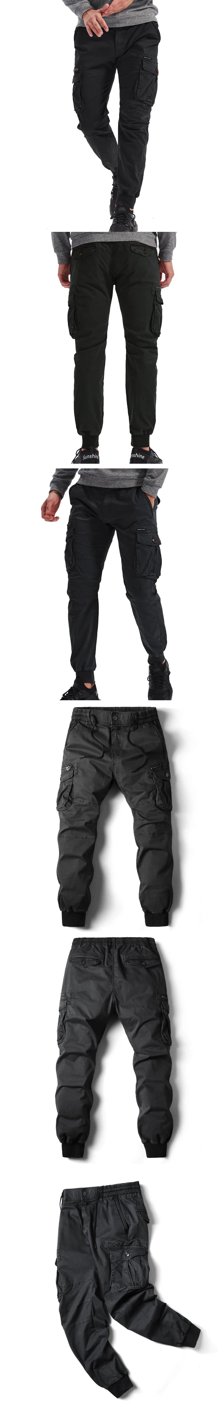Men's Cotton Cargo Pants — Multi-Pocket Tactical Joggers in Khaki, Black & Army Green