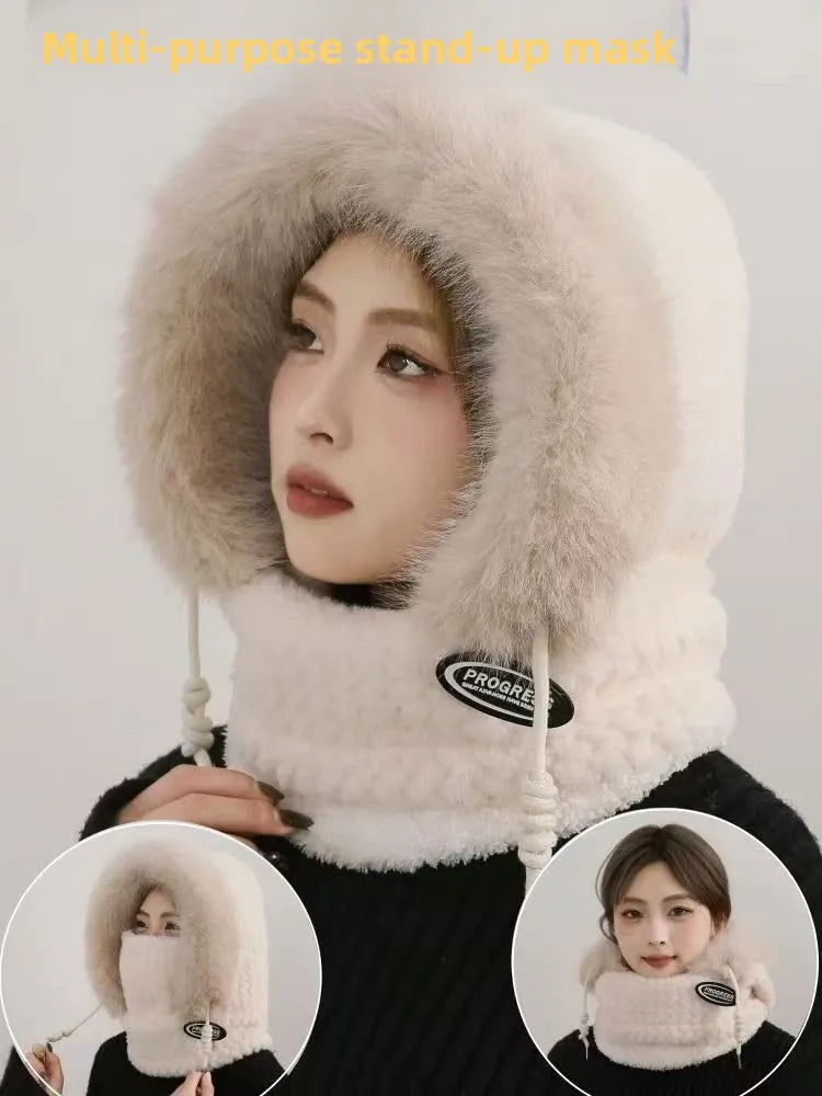 Women's Plush Winter Hood with Face and Neck Cover