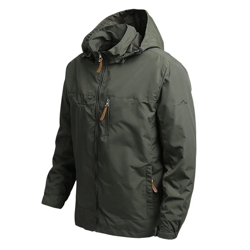 Men's Tactical Waterproof Hooded Windbreaker Jacket