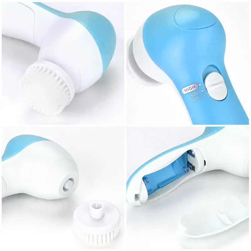 5-in-1 Electric Facial Cleansing Brush — Blackhead Removal, Spa Massage, Skin Care Tool