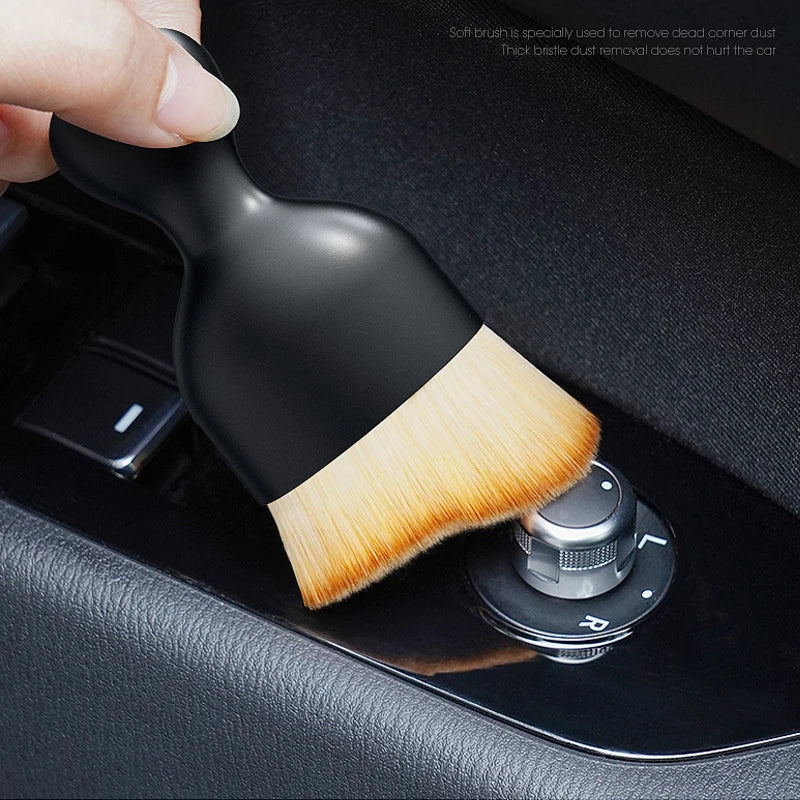 Car Air Vent Cleaning Brush with Casing — Soft Bristle Crevice Dusting Tool for Car Interior Detailing