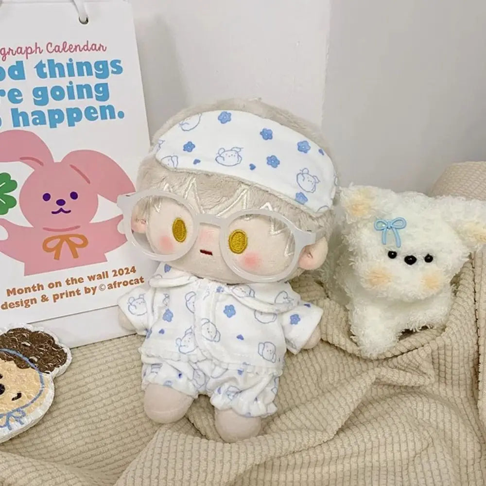 Doll Pajamas with Eye Mask – 15cm & 20cm Cotton Cartoon Doll Sleep Clothes & Bathrobe