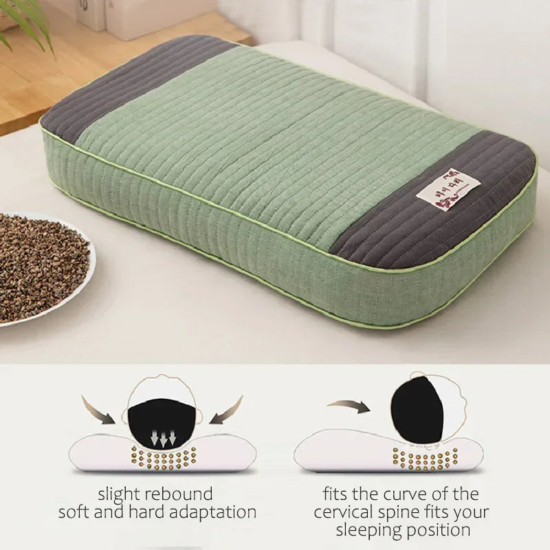 Buckwheat Pillow – Traditional Sobakawa Organic Cotton Standard Size, Cool Sleep Support