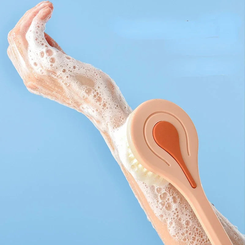 Long Handle Soft Hair Bath Brush – Back Ball Scrubber & Mud Massage Shower Body Brush