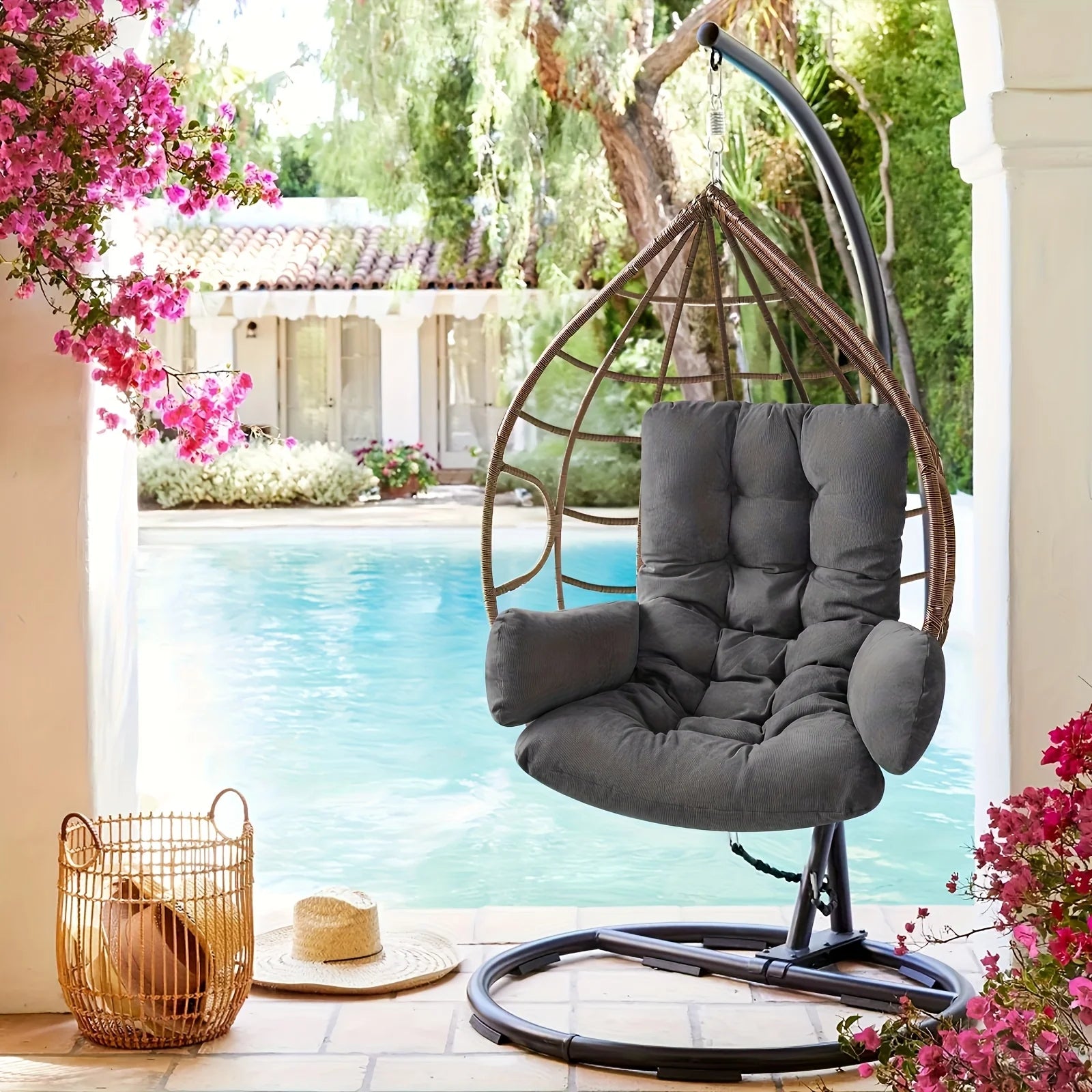 Egg Chair Hammock Cushion — Thick Polyester Seat & Back Pad for Hanging Basket Chairs, Garden & Living Room