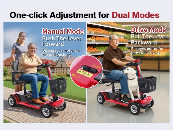 Foldable 4-Wheel Mobility Scooter – 250W, 12Ah Lithium Battery